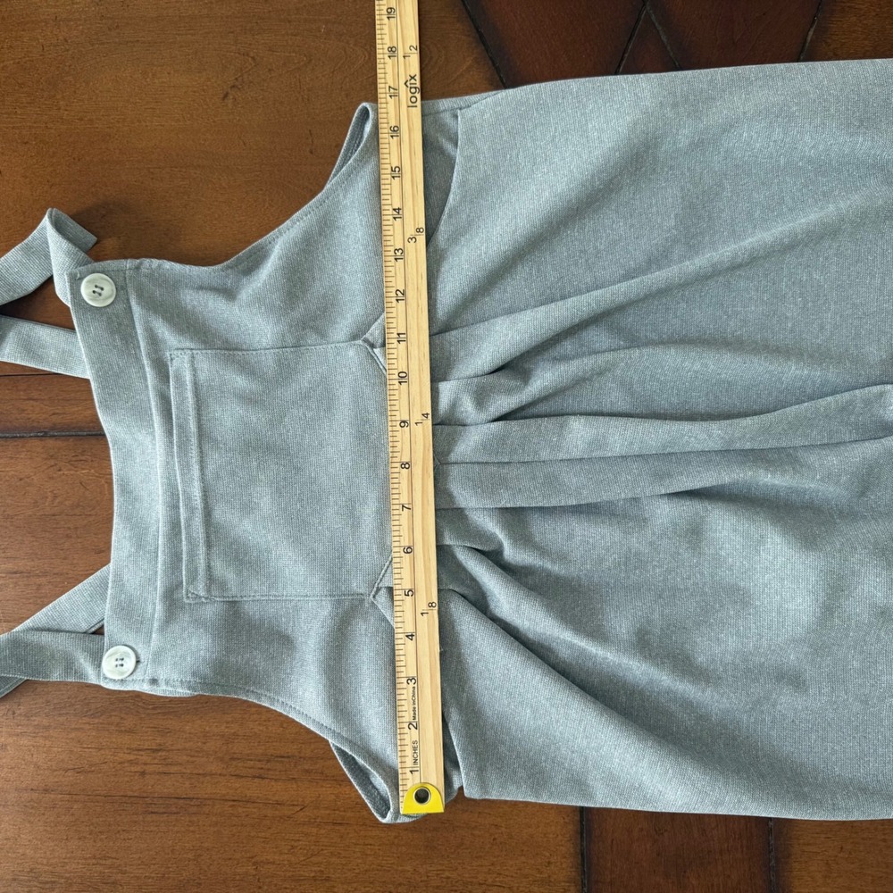 Halara Gray Textured Pinafore Overall Dress Pleated Pocket Mini Womens Small - Picture 6 of 6